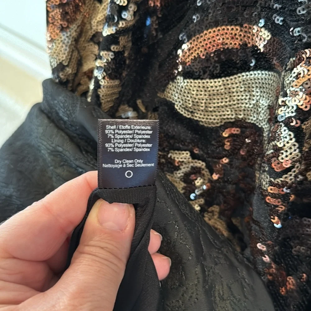 Dress the Population Black Sequin Midi Dress with Gold & Bronze Accents - Picture 9 of 9